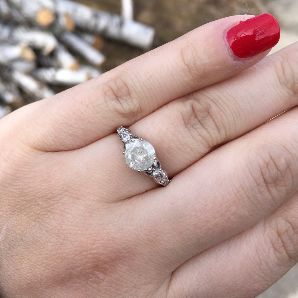 1.50 ct diamond ring with euroshank band 14 k WG
